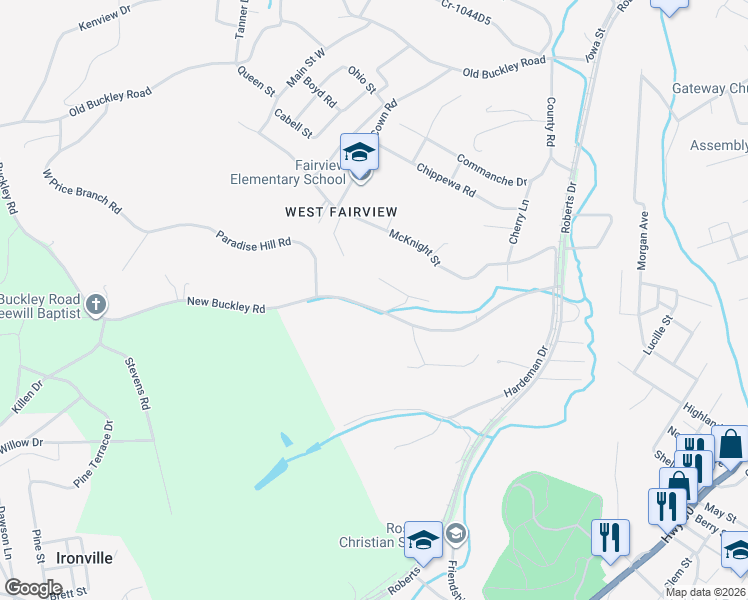 map of restaurants, bars, coffee shops, grocery stores, and more near 533 New Buckley Road in Ashland