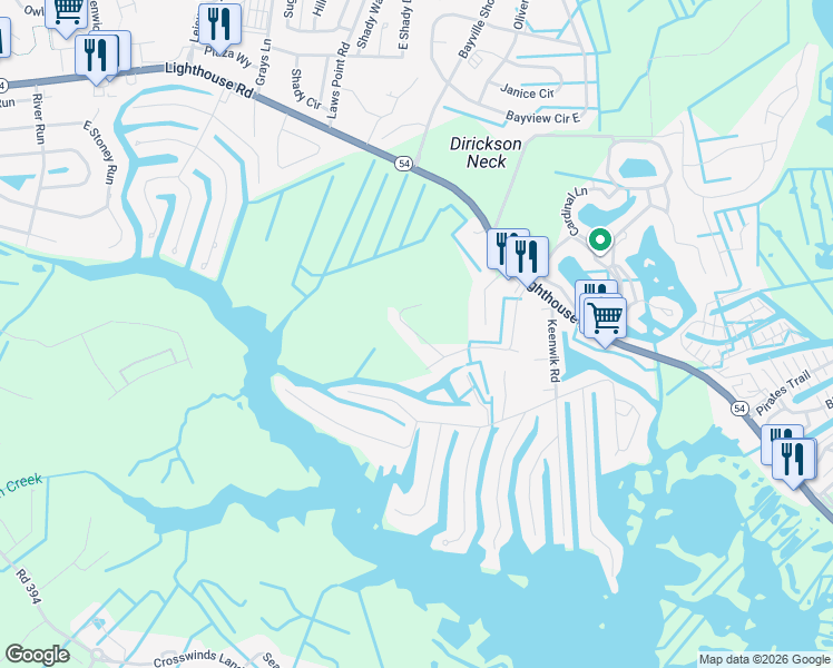 map of restaurants, bars, coffee shops, grocery stores, and more near Natures Walk Way in Selbyville