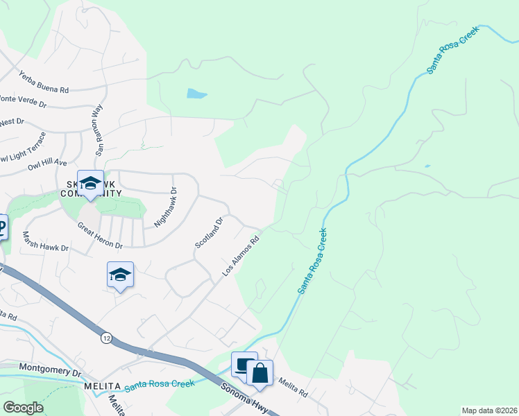 map of restaurants, bars, coffee shops, grocery stores, and more near 860 Los Alamos Road in Santa Rosa