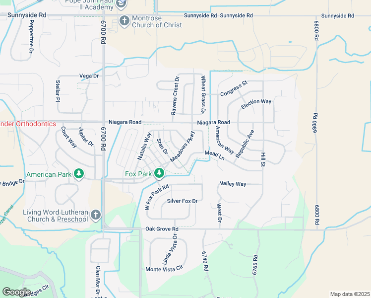 map of restaurants, bars, coffee shops, grocery stores, and more near 1809 Natalia Way in Montrose