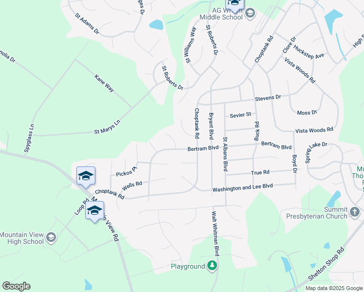 map of restaurants, bars, coffee shops, grocery stores, and more near 50 Bertram Boulevard in Stafford