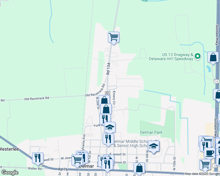 map of restaurants, bars, coffee shops, grocery stores, and more near 39 Shannon Street in Delmar