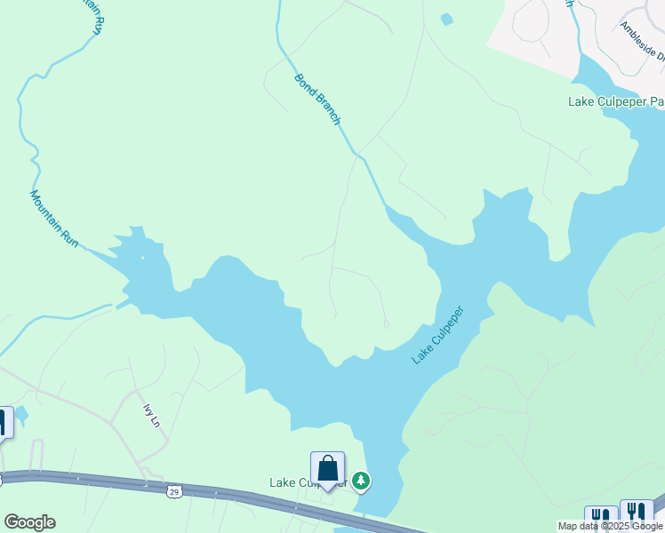 map of restaurants, bars, coffee shops, grocery stores, and more near 17299 Whisper Hill Road in Culpeper