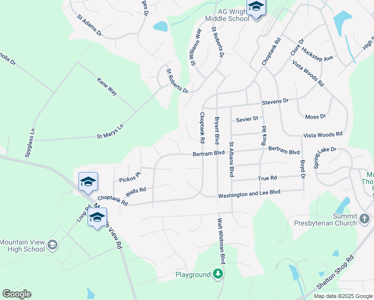 map of restaurants, bars, coffee shops, grocery stores, and more near 50 Bertram Boulevard in Stafford