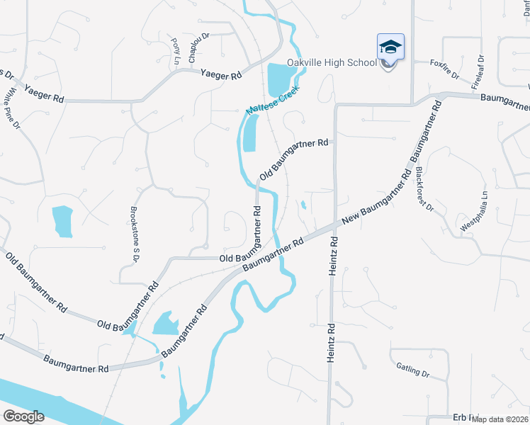 map of restaurants, bars, coffee shops, grocery stores, and more near 3600 Old Baumgartner Road in St. Louis