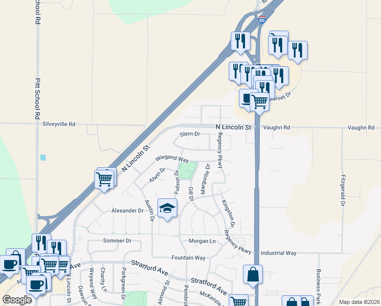 map of restaurants, bars, coffee shops, grocery stores, and more near 580 Schooner Ridge Drive in Dixon