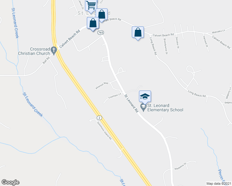 map of restaurants, bars, coffee shops, grocery stores, and more near 220 Fountain Lane in Saint Leonard