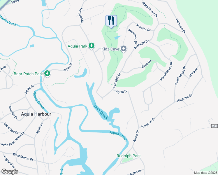 map of restaurants, bars, coffee shops, grocery stores, and more near 2164 Aquia Drive in Stafford