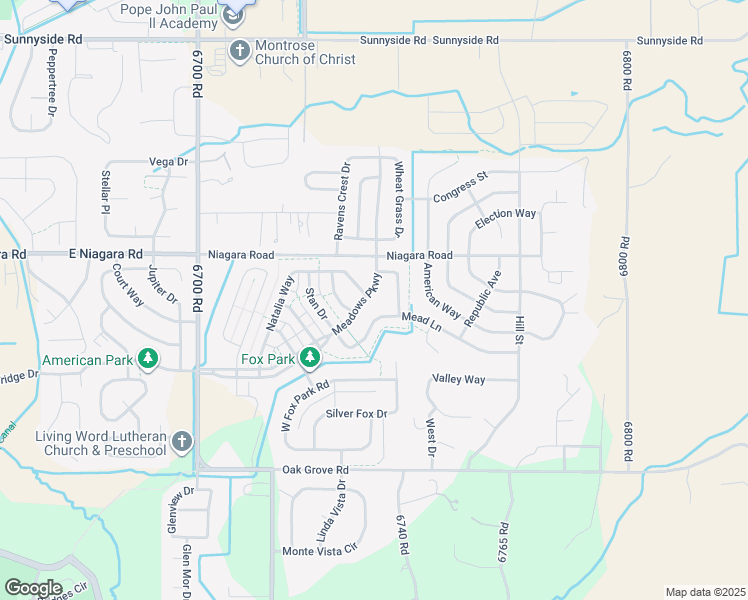 map of restaurants, bars, coffee shops, grocery stores, and more near 1842 Estates Drive in Montrose
