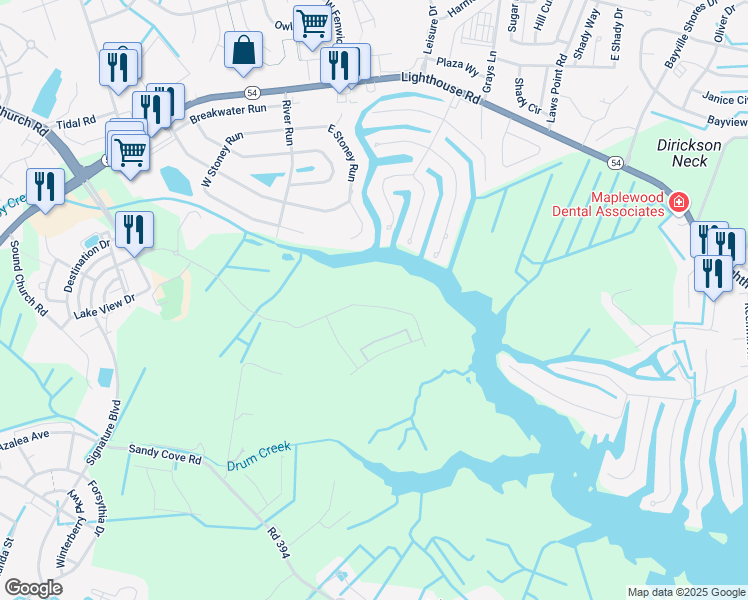 map of restaurants, bars, coffee shops, grocery stores, and more near 12323 North Haven Drive in Selbyville