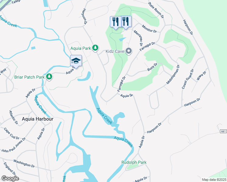 map of restaurants, bars, coffee shops, grocery stores, and more near 2164 Aquia Dr in Stafford