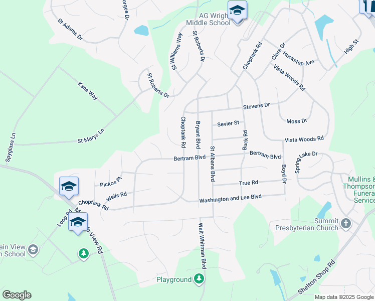 map of restaurants, bars, coffee shops, grocery stores, and more near 218 Choptank Road in Stafford