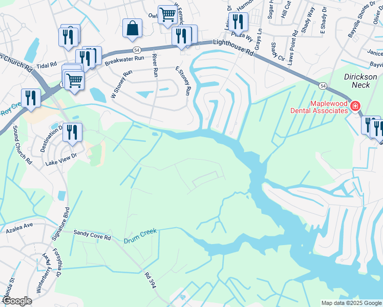 map of restaurants, bars, coffee shops, grocery stores, and more near 12323 North Haven Drive in Selbyville