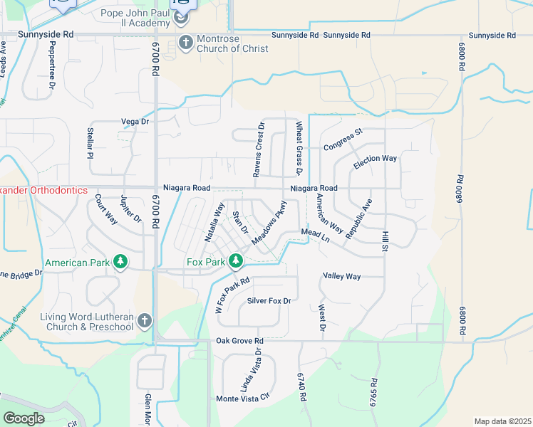 map of restaurants, bars, coffee shops, grocery stores, and more near 1809 Natalia Way in Montrose