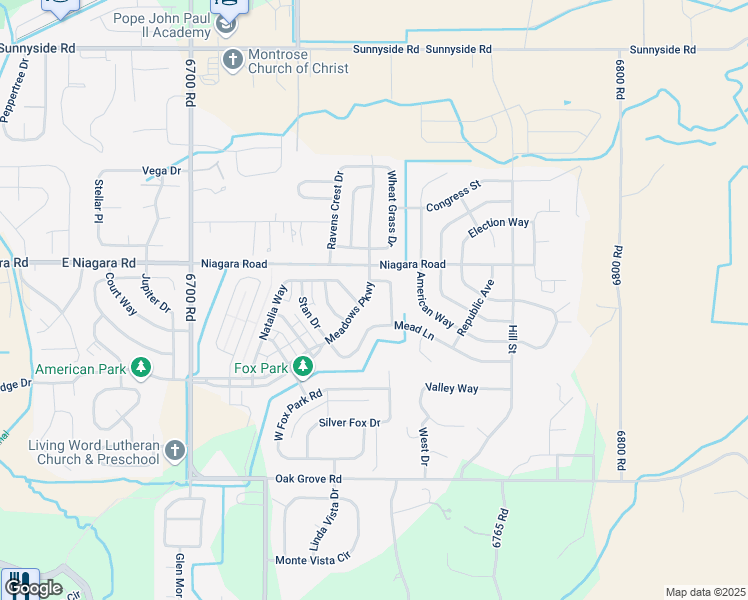 map of restaurants, bars, coffee shops, grocery stores, and more near 1842 Estates Drive in Montrose