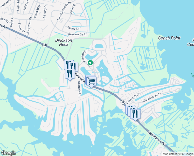 map of restaurants, bars, coffee shops, grocery stores, and more near 239 Hummingbird Lane in Selbyville