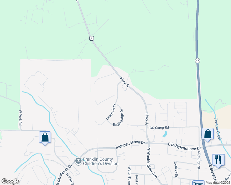 map of restaurants, bars, coffee shops, grocery stores, and more near 511 Eagle Ridge Drive in Union