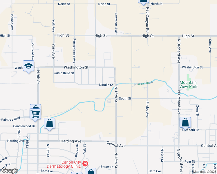 map of restaurants, bars, coffee shops, grocery stores, and more near 1330 Natalie Street in Cañon City