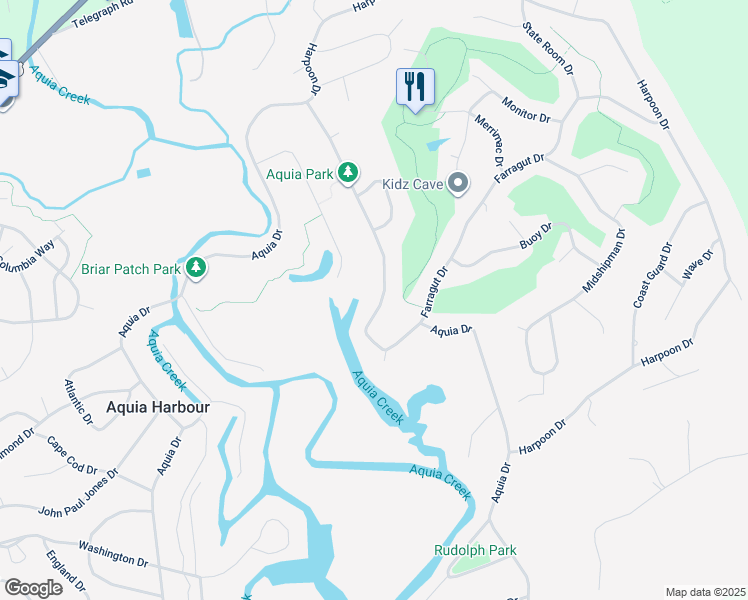 map of restaurants, bars, coffee shops, grocery stores, and more near 2149 Aquia Drive in Stafford