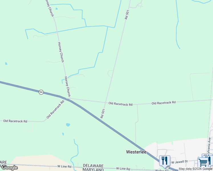 map of restaurants, bars, coffee shops, grocery stores, and more near 38018 Saint George Road in Delmar