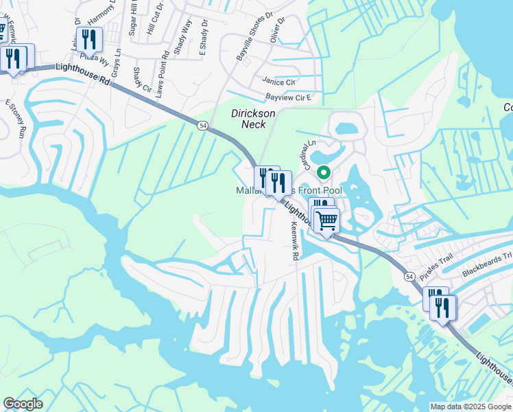map of restaurants, bars, coffee shops, grocery stores, and more near 37997 Sunny Winters Drive in Selbyville