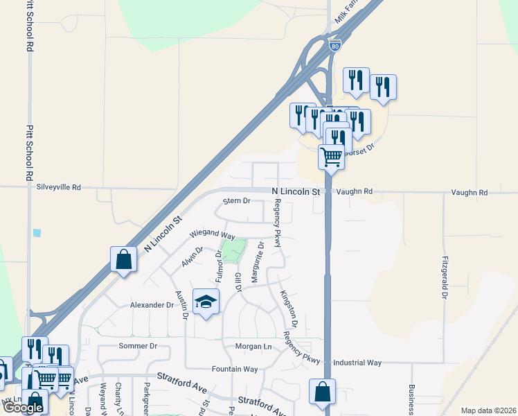 map of restaurants, bars, coffee shops, grocery stores, and more near 2000 Keel Court in Dixon