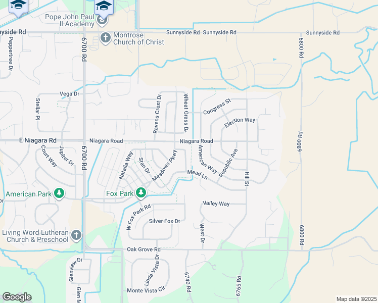 map of restaurants, bars, coffee shops, grocery stores, and more near 1842 Estates Drive in Montrose