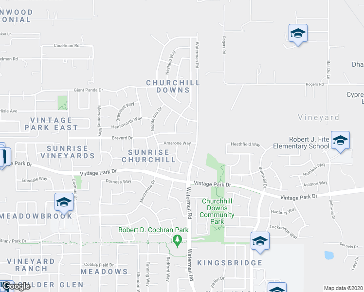 map of restaurants, bars, coffee shops, grocery stores, and more near 9268 Amarone Way in Sacramento