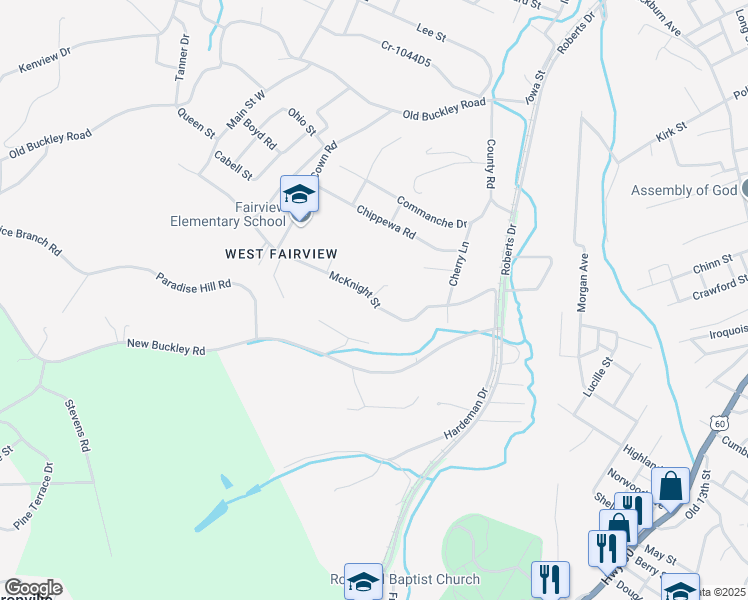 map of restaurants, bars, coffee shops, grocery stores, and more near 258 McKnight Street in Ashland