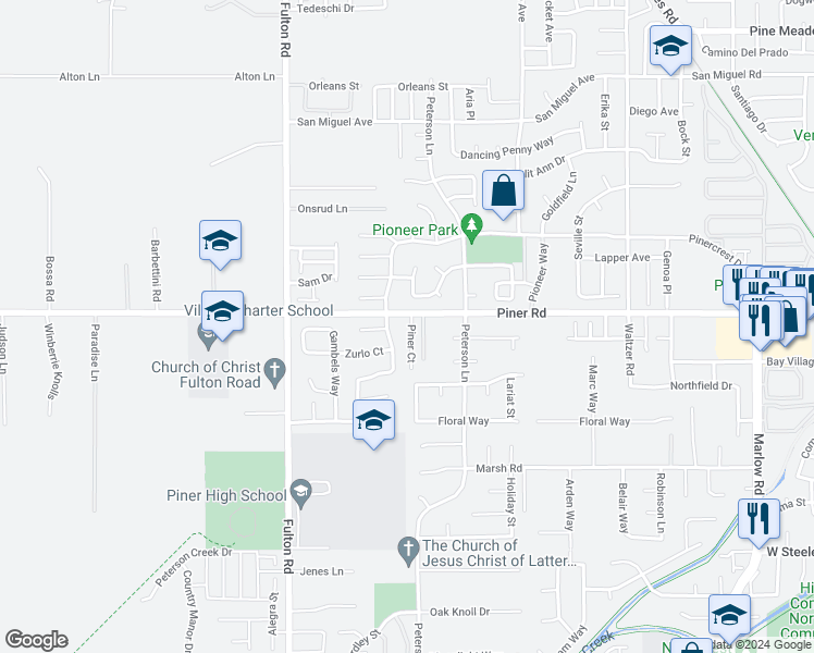 map of restaurants, bars, coffee shops, grocery stores, and more near 1987 Piner Court in Santa Rosa