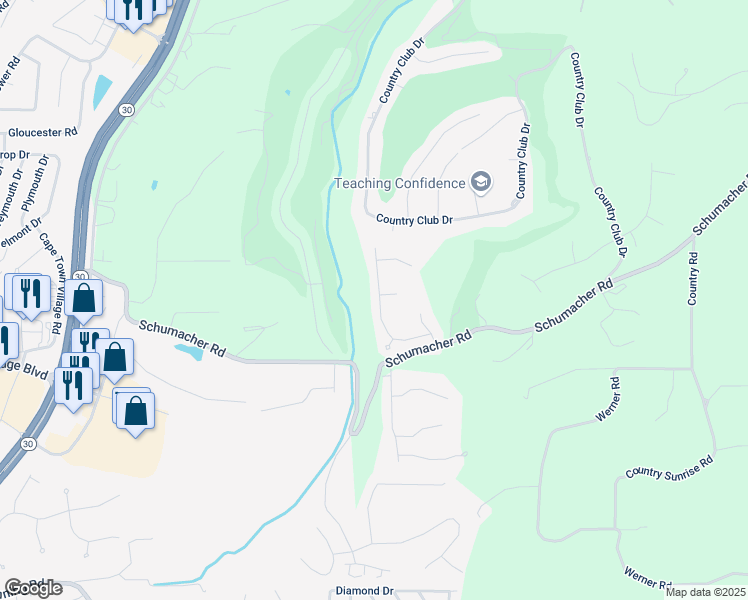 map of restaurants, bars, coffee shops, grocery stores, and more near 2645 Ruddy Ridge Drive in High Ridge