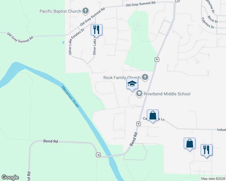 map of restaurants, bars, coffee shops, grocery stores, and more near 117 Winter Wheat Trail in Pacific