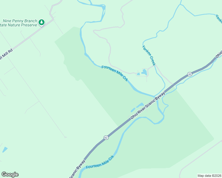 map of restaurants, bars, coffee shops, grocery stores, and more near 14309 Indiana 62 in Charlestown