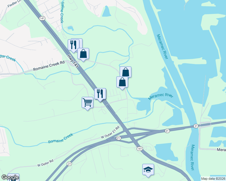 map of restaurants, bars, coffee shops, grocery stores, and more near 2518 Nodaway Court in Fenton