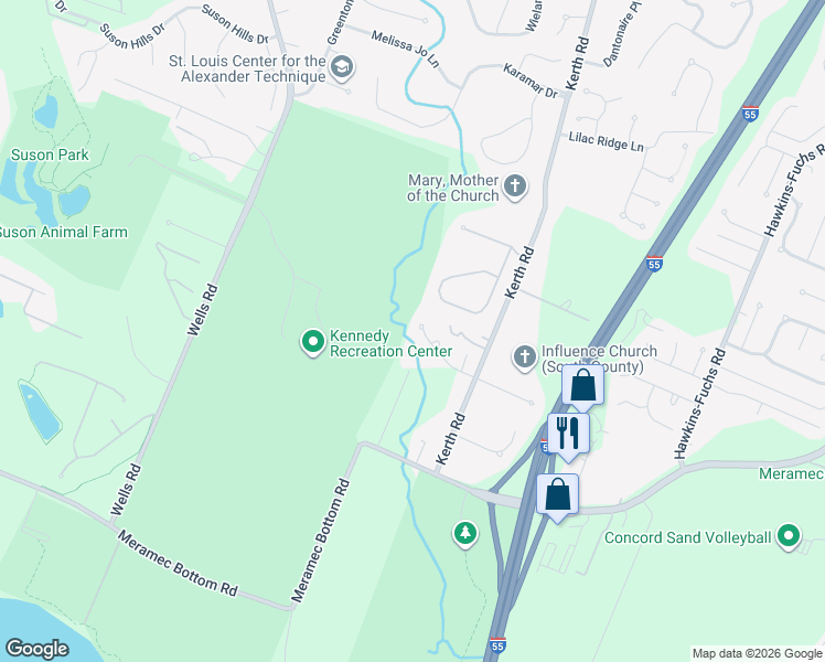 map of restaurants, bars, coffee shops, grocery stores, and more near 4658 Sienna Hills Place in St. Louis