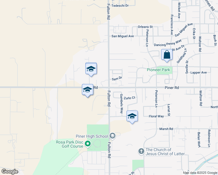 map of restaurants, bars, coffee shops, grocery stores, and more near Fulton Road & Piner Road in Sonoma County