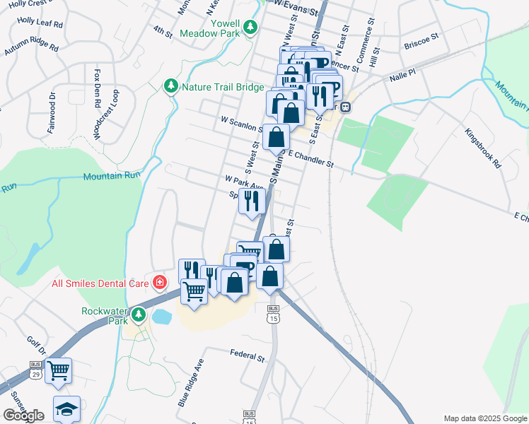 map of restaurants, bars, coffee shops, grocery stores, and more near U.S. 522 in Culpeper