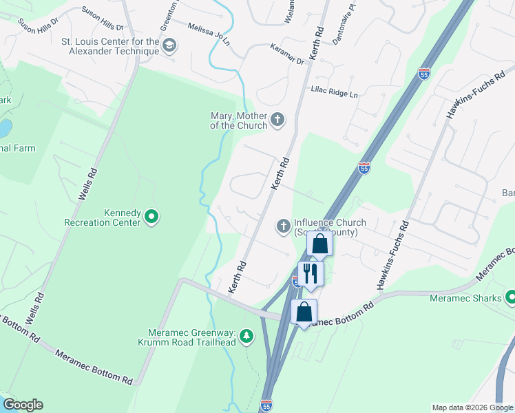 map of restaurants, bars, coffee shops, grocery stores, and more near 5930 Briarmist Place in St. Louis