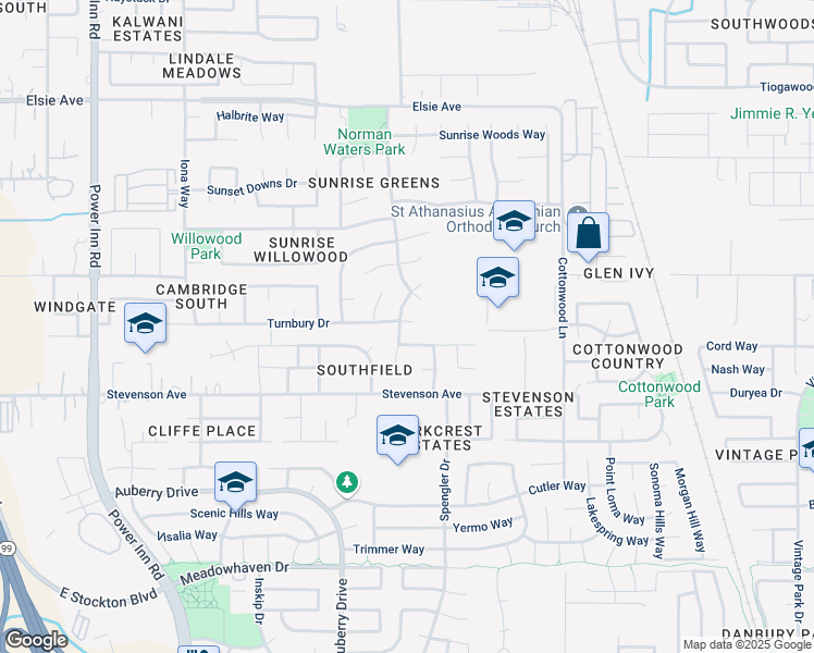 map of restaurants, bars, coffee shops, grocery stores, and more near 8364 Summer Sky Drive in Sacramento