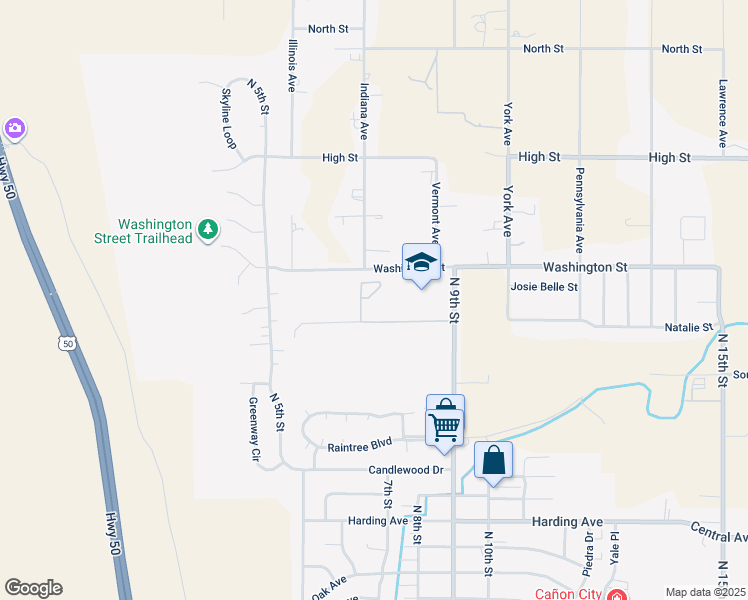 map of restaurants, bars, coffee shops, grocery stores, and more near 675 Family Center Drive in Cañon City