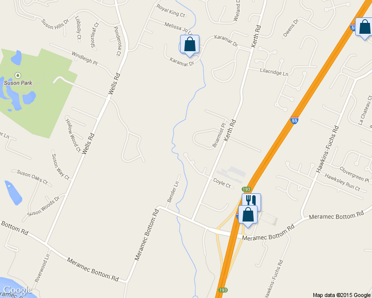 map of restaurants, bars, coffee shops, grocery stores, and more near 4658 Sienna Hills Place in St. Louis