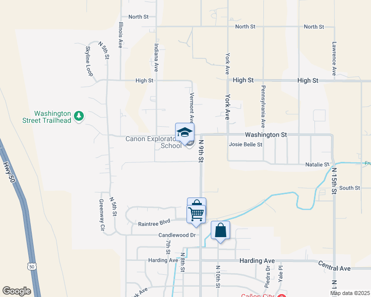 map of restaurants, bars, coffee shops, grocery stores, and more near 2855 North 9th Street in Cañon City