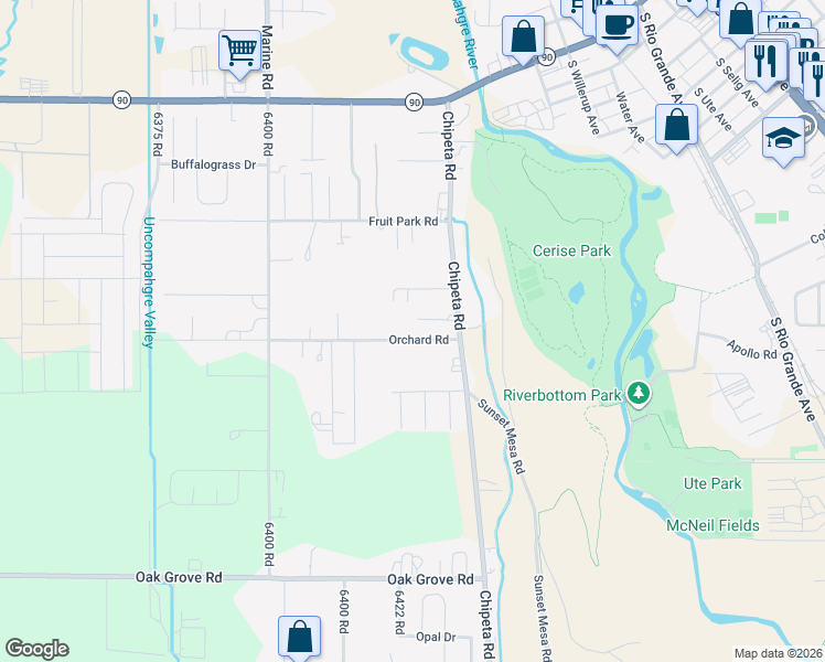 map of restaurants, bars, coffee shops, grocery stores, and more near 609 Orchard Road in Montrose