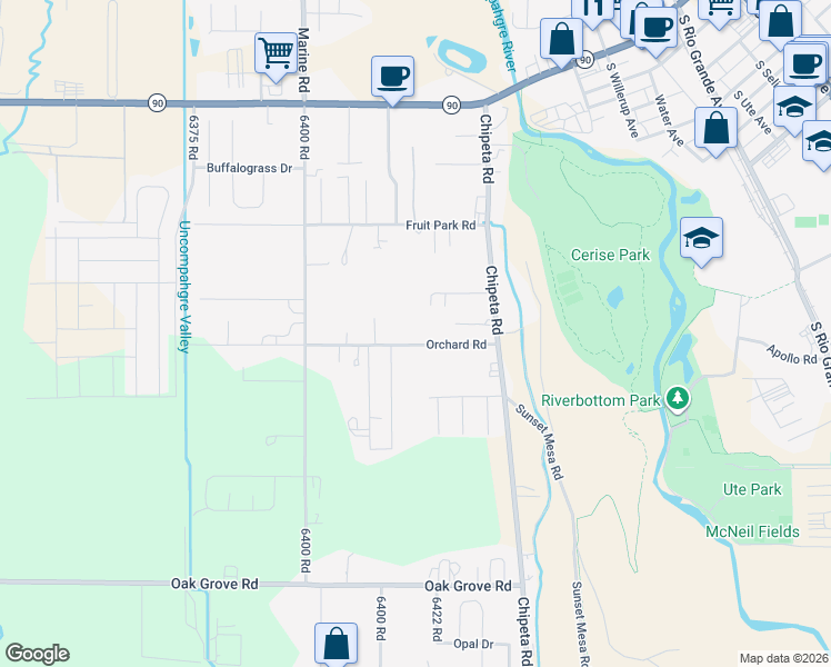 map of restaurants, bars, coffee shops, grocery stores, and more near 609 Orchard Road in Montrose