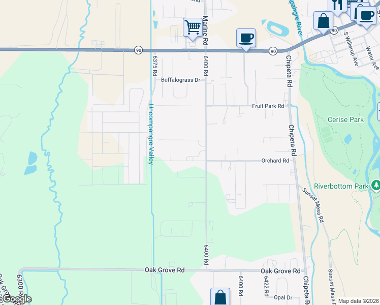 map of restaurants, bars, coffee shops, grocery stores, and more near 1001-1153 Orchard Road in Montrose