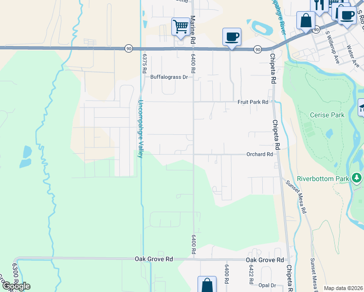 map of restaurants, bars, coffee shops, grocery stores, and more near 1001-1153 Orchard Road in Montrose