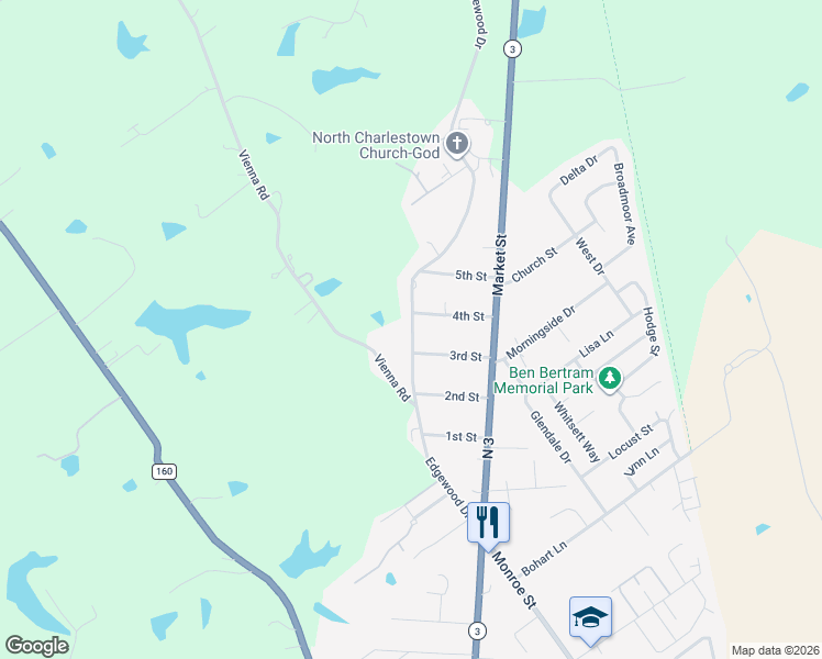 map of restaurants, bars, coffee shops, grocery stores, and more near 1857 Edgewood Drive in Charlestown