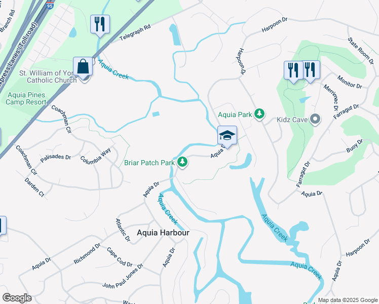 map of restaurants, bars, coffee shops, grocery stores, and more near 2028 Aquia Drive in Stafford