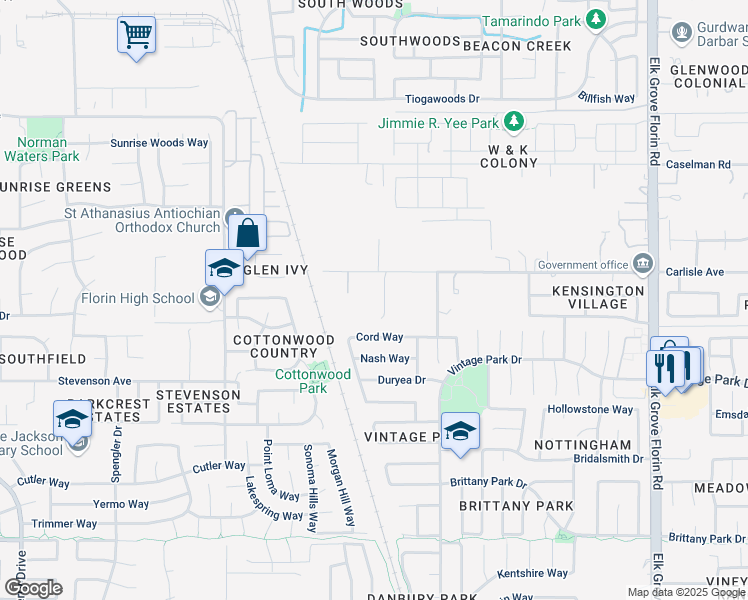 map of restaurants, bars, coffee shops, grocery stores, and more near 8626 Carlisle Avenue in Sacramento