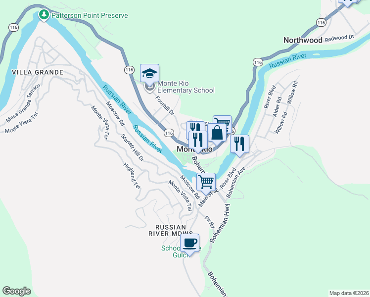 map of restaurants, bars, coffee shops, grocery stores, and more near in Sonoma County